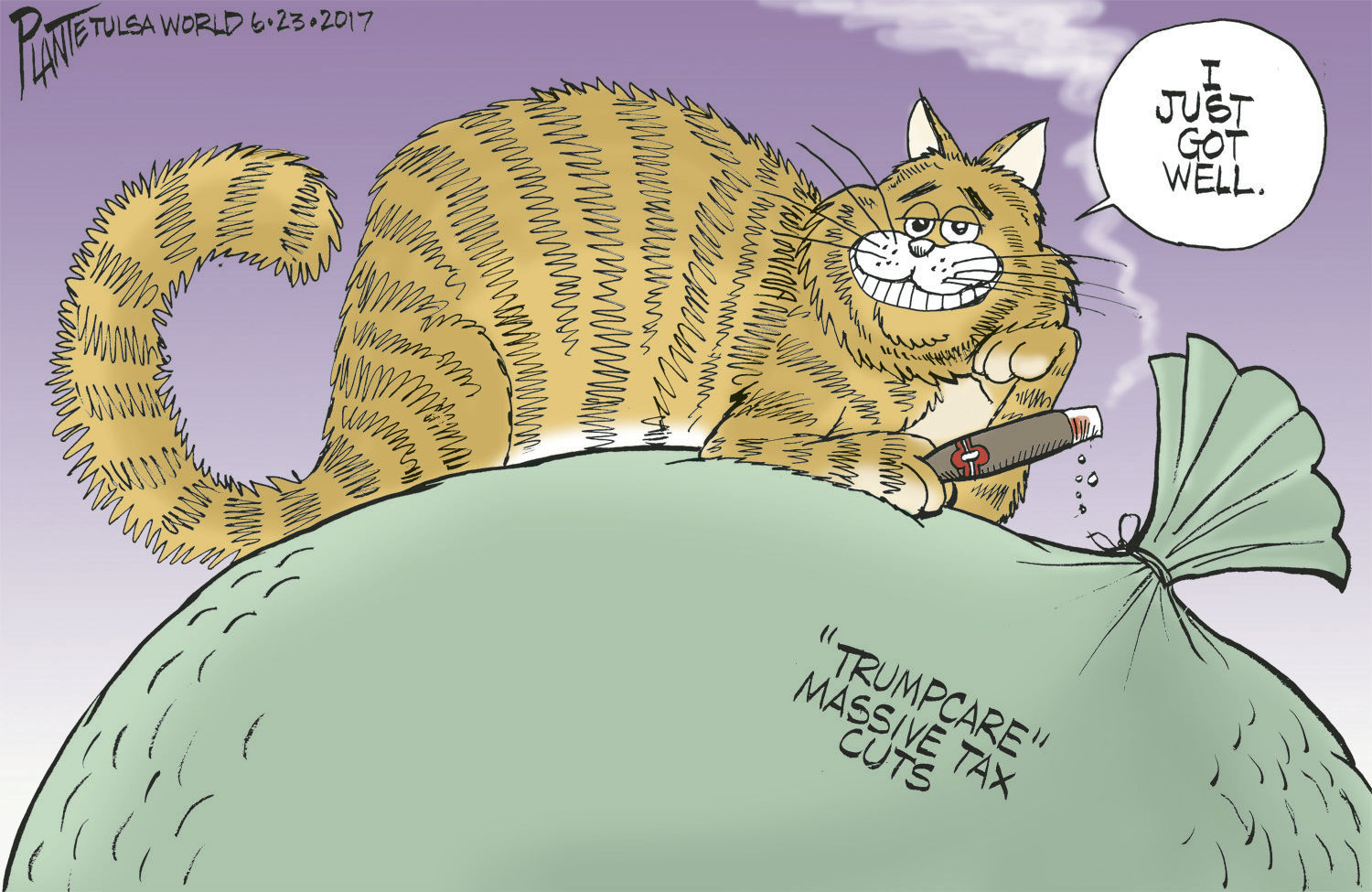 Bruce Plante Cartoon: "Trumpcare" and fat cats